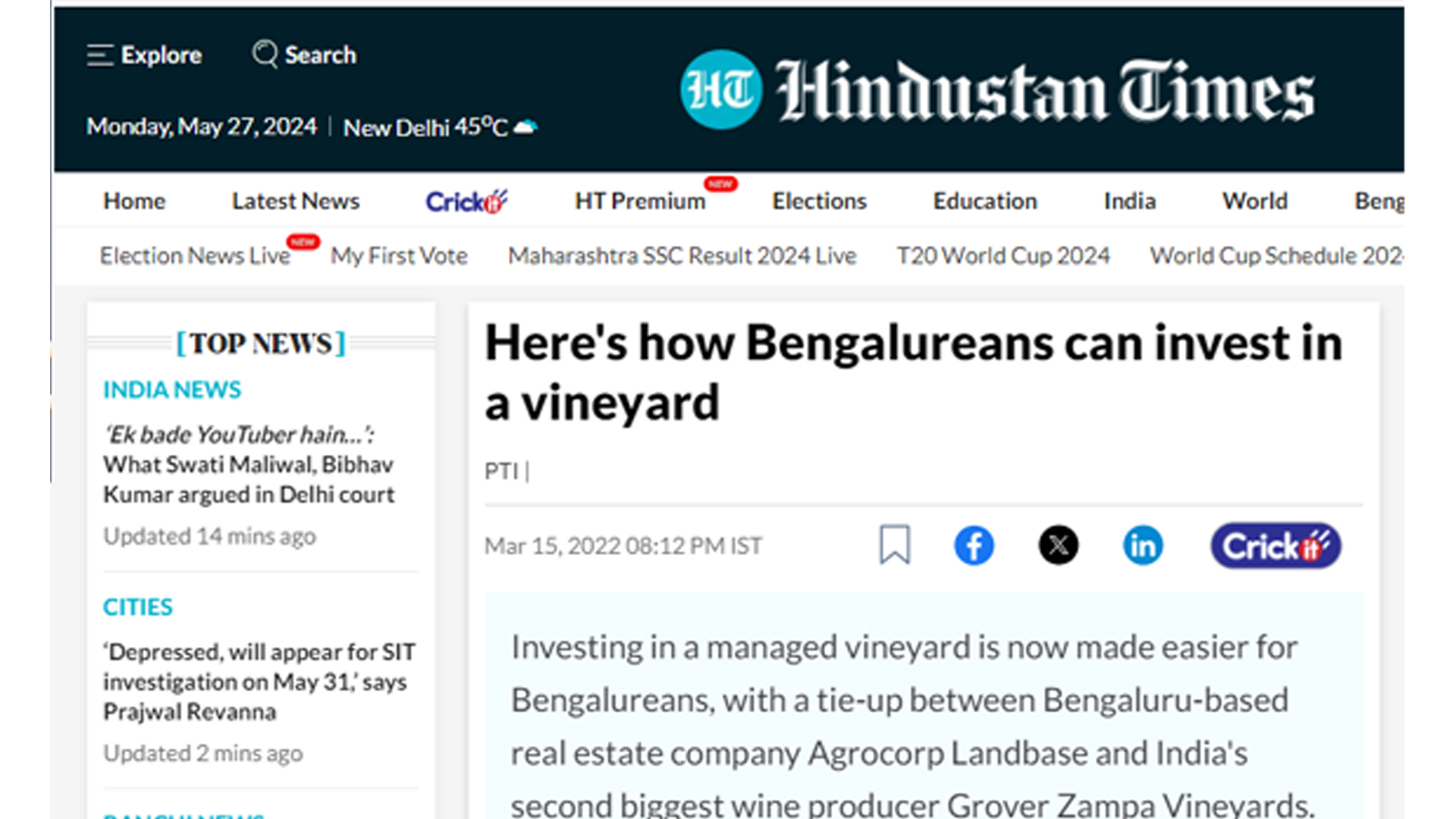 Hindustan Times Coverage